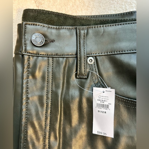 GAP vintage slim high rise dark green pleather pants, NWT, size 31/12r - Picture 3 of 5